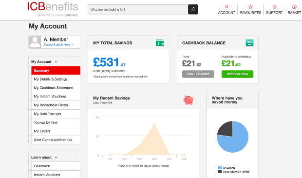 ICBenefits account screen